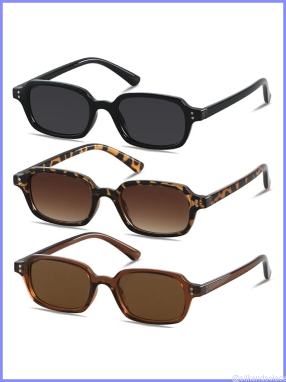 Retro Rectangle Sunglasses Small Square Frame UV400 Unisex